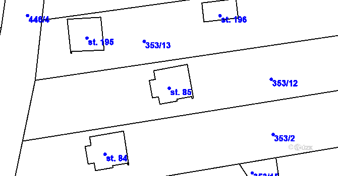 Parcela st. 85 v KÚ Zaječice, Katastrální mapa