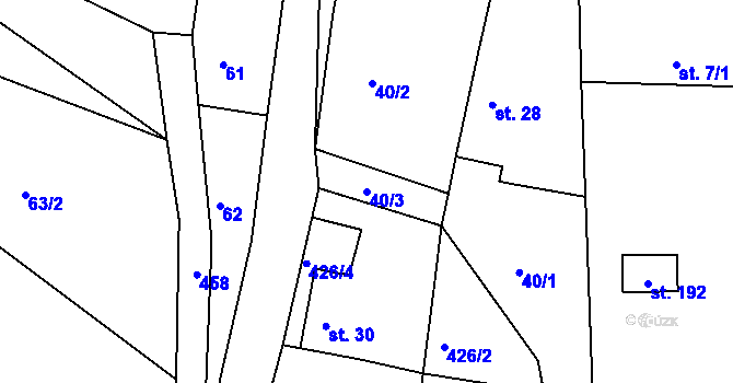 Parcela st. 40/3 v KÚ Zaječice, Katastrální mapa
