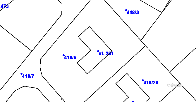 Parcela st. 261 v KÚ Zaječice, Katastrální mapa