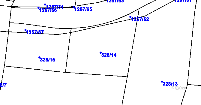 Parcela st. 328/14 v KÚ Bojanovice pod Rabím, Katastrální mapa