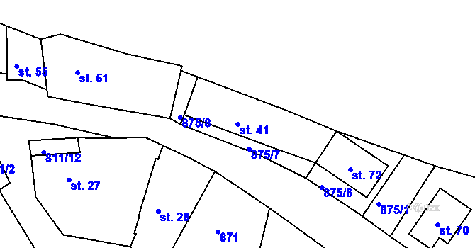 Parcela st. 41 v KÚ Čepice, Katastrální mapa