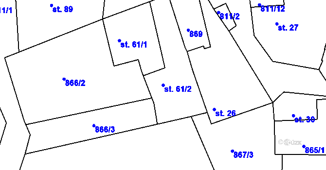 Parcela st. 61/2 v KÚ Čepice, Katastrální mapa