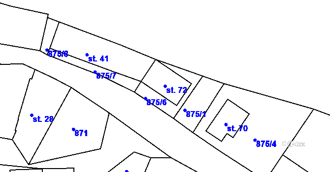 Parcela st. 72 v KÚ Čepice, Katastrální mapa