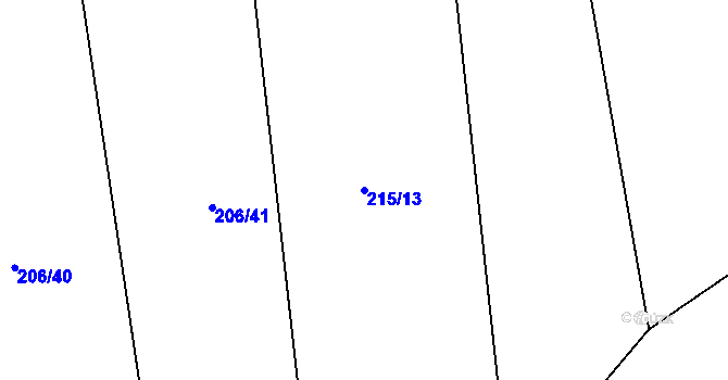 Parcela st. 215/13 v KÚ Čepice, Katastrální mapa