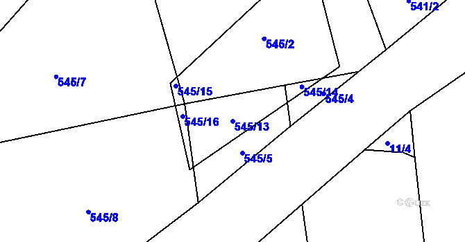 Parcela st. 545/13 v KÚ Čepice, Katastrální mapa