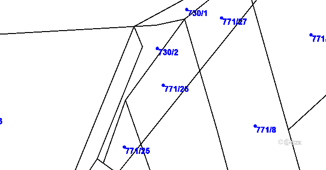 Parcela st. 771/26 v KÚ Čepice, Katastrální mapa