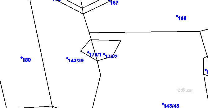 Parcela st. 173/2 v KÚ Rabí, Katastrální mapa