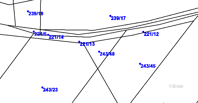 Parcela st. 243/48 v KÚ Rabí, Katastrální mapa