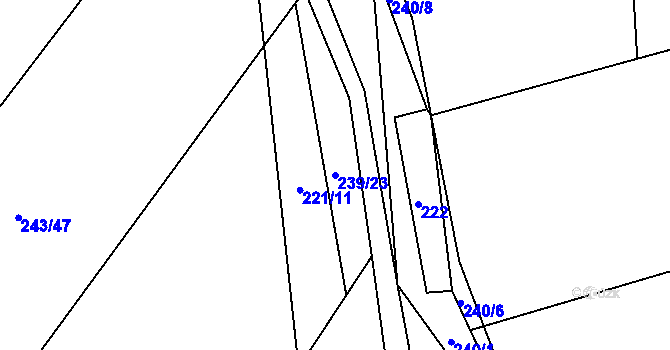 Parcela st. 239/23 v KÚ Rabí, Katastrální mapa