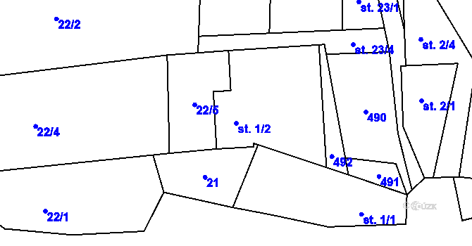 Parcela st. 1/2 v KÚ Kotaneč, Katastrální mapa