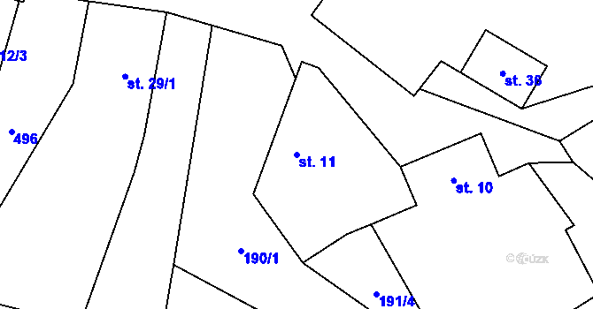Parcela st. 11 v KÚ Kotaneč, Katastrální mapa