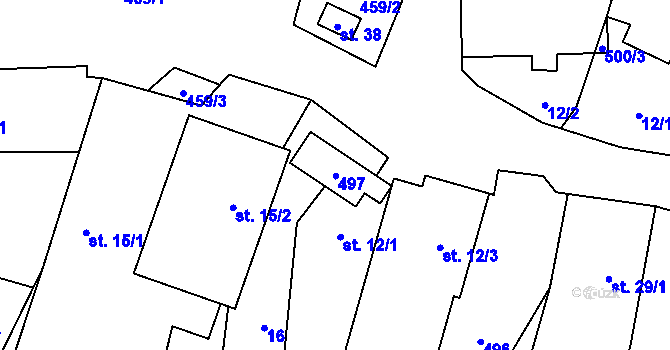 Parcela st. 13 v KÚ Kotaneč, Katastrální mapa