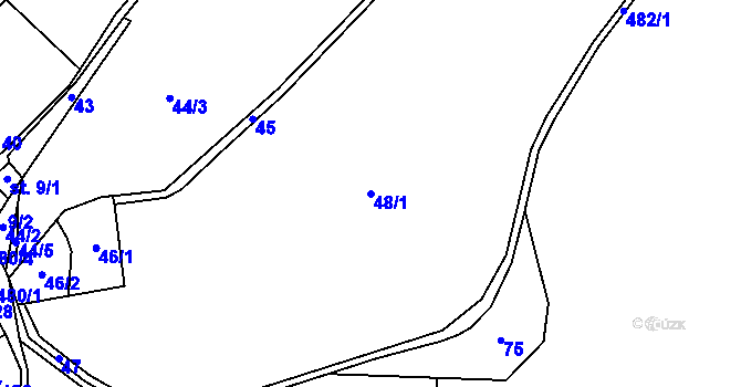 Parcela st. 48/1 v KÚ Kotaneč, Katastrální mapa