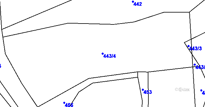 Parcela st. 443/4 v KÚ Kotaneč, Katastrální mapa