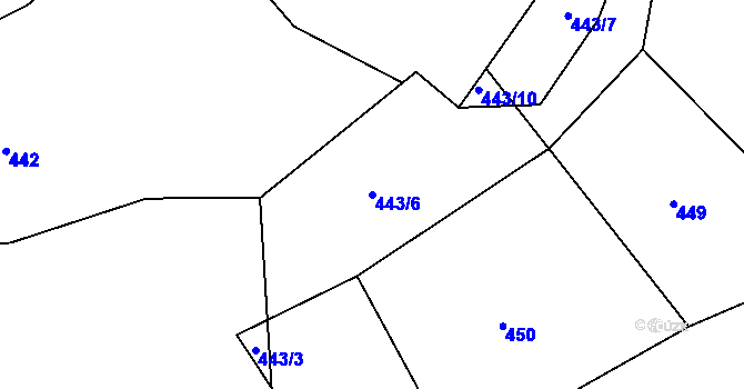 Parcela st. 443/6 v KÚ Kotaneč, Katastrální mapa