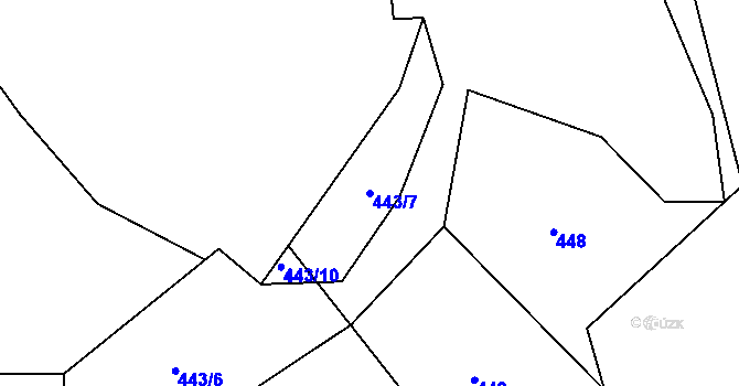 Parcela st. 443/7 v KÚ Kotaneč, Katastrální mapa