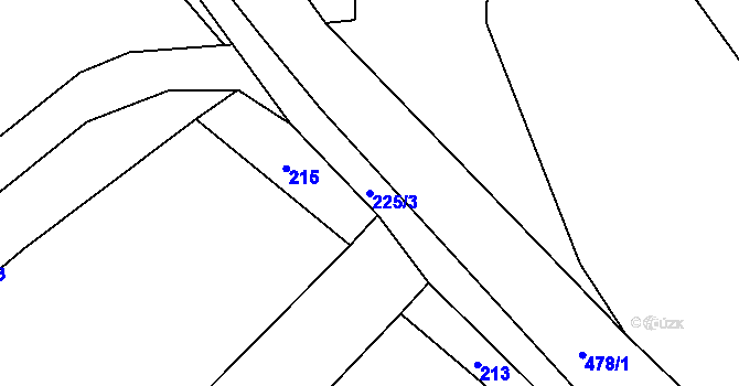 Parcela st. 225/3 v KÚ Kotaneč, Katastrální mapa