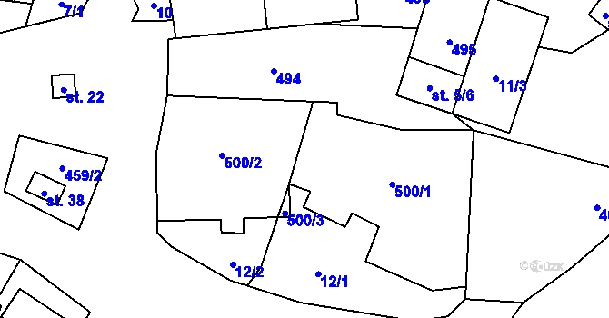 Parcela st. 500 v KÚ Kotaneč, Katastrální mapa
