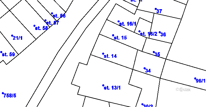 Parcela st. 14 v KÚ Rabštejn nad Střelou, Katastrální mapa