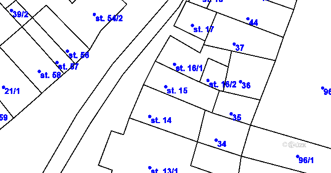 Parcela st. 15 v KÚ Rabštejn nad Střelou, Katastrální mapa
