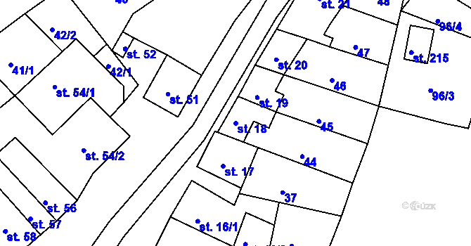 Parcela st. 18 v KÚ Rabštejn nad Střelou, Katastrální mapa