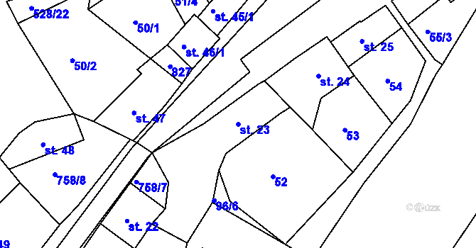 Parcela st. 23 v KÚ Rabštejn nad Střelou, Katastrální mapa