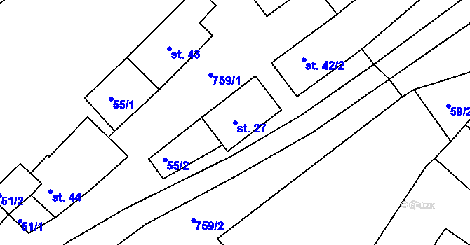 Parcela st. 27 v KÚ Rabštejn nad Střelou, Katastrální mapa