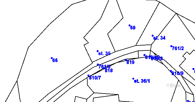 Parcela st. 35 v KÚ Rabštejn nad Střelou, Katastrální mapa