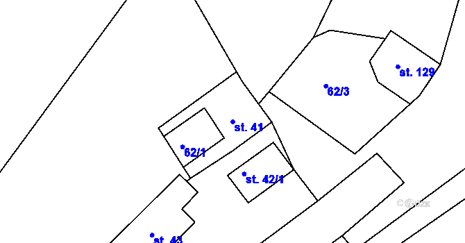 Parcela st. 41 v KÚ Rabštejn nad Střelou, Katastrální mapa