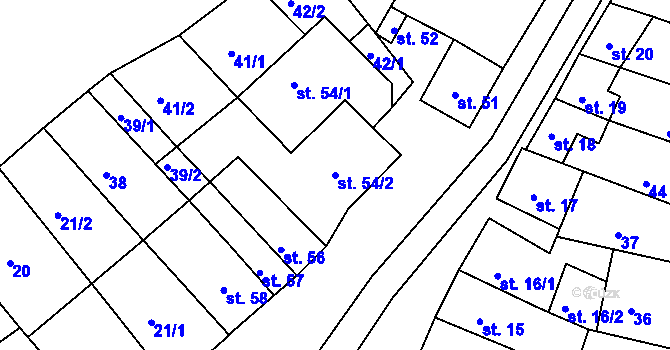Parcela st. 54/2 v KÚ Rabštejn nad Střelou, Katastrální mapa