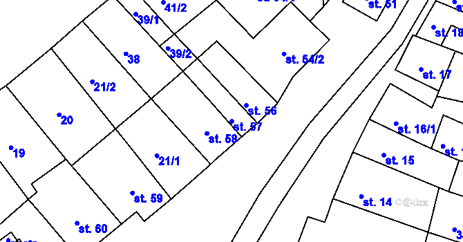 Parcela st. 57 v KÚ Rabštejn nad Střelou, Katastrální mapa