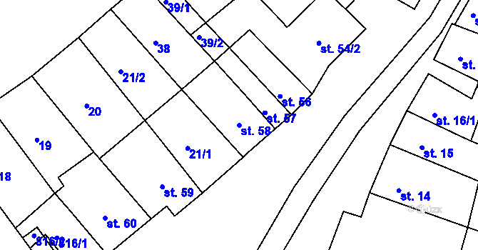 Parcela st. 58 v KÚ Rabštejn nad Střelou, Katastrální mapa