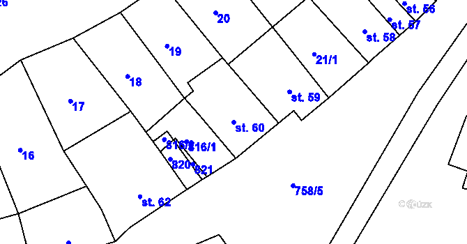 Parcela st. 60 v KÚ Rabštejn nad Střelou, Katastrální mapa