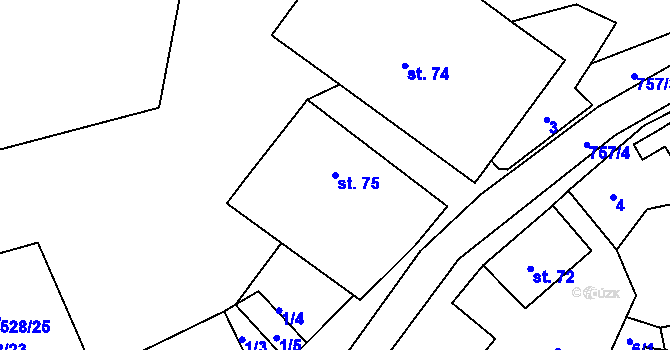 Parcela st. 75 v KÚ Rabštejn nad Střelou, Katastrální mapa