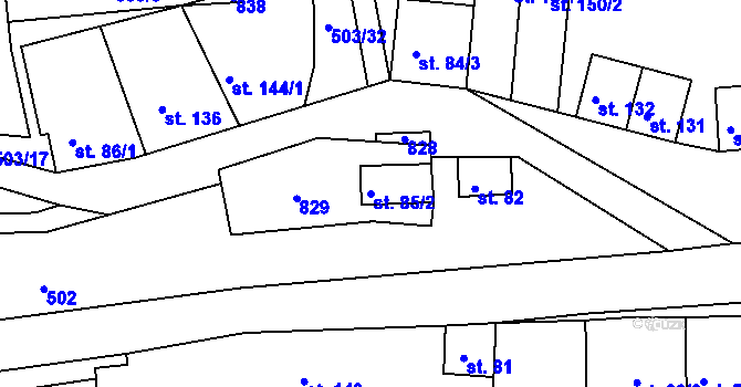 Parcela st. 85/2 v KÚ Rabštejn nad Střelou, Katastrální mapa