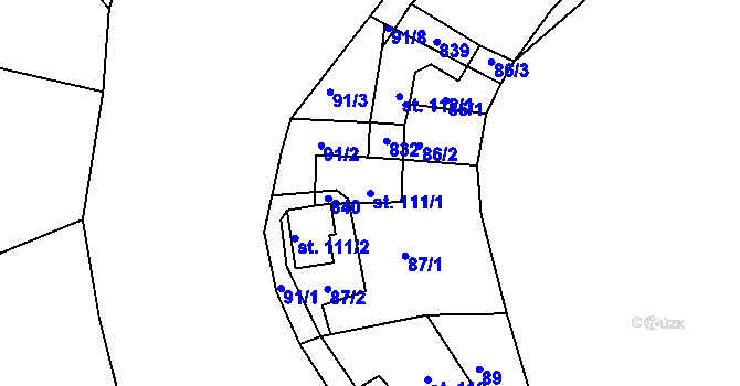 Parcela st. 111/1 v KÚ Rabštejn nad Střelou, Katastrální mapa