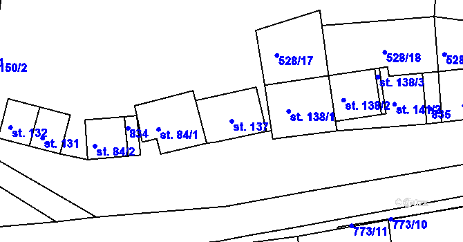 Parcela st. 137 v KÚ Rabštejn nad Střelou, Katastrální mapa