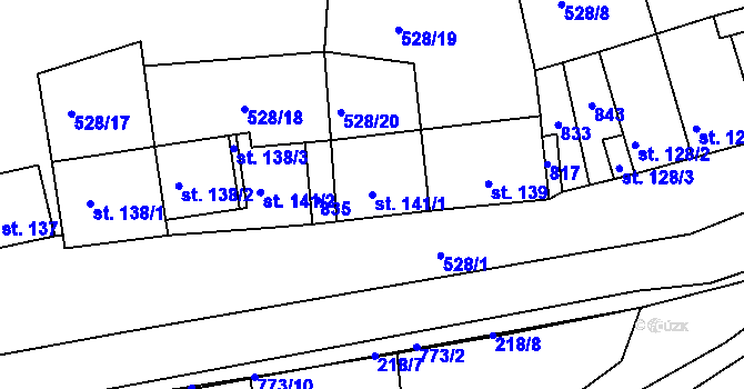 Parcela st. 141/1 v KÚ Rabštejn nad Střelou, Katastrální mapa