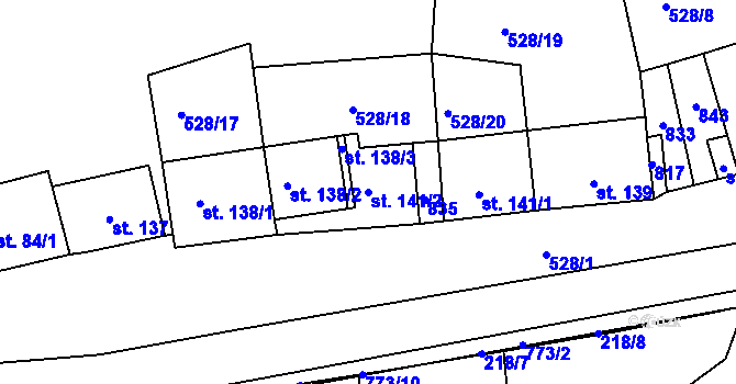 Parcela st. 141/2 v KÚ Rabštejn nad Střelou, Katastrální mapa