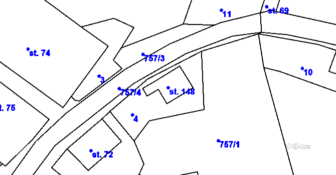 Parcela st. 148 v KÚ Rabštejn nad Střelou, Katastrální mapa