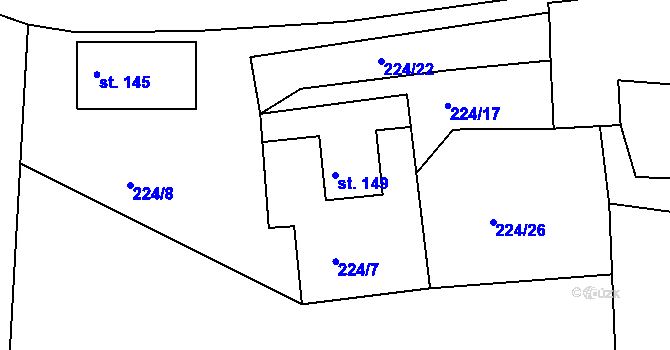 Parcela st. 149 v KÚ Rabštejn nad Střelou, Katastrální mapa