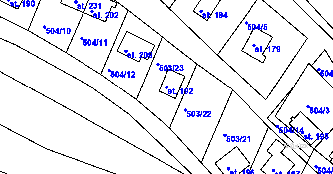 Parcela st. 192 v KÚ Rabštejn nad Střelou, Katastrální mapa