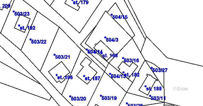 Parcela st. 198 v KÚ Rabštejn nad Střelou, Katastrální mapa