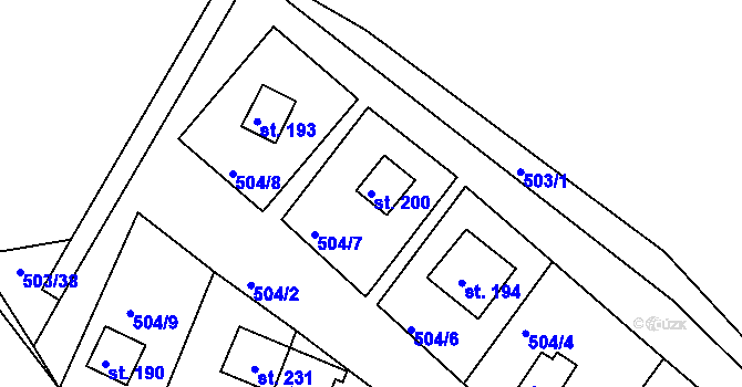 Parcela st. 200 v KÚ Rabštejn nad Střelou, Katastrální mapa