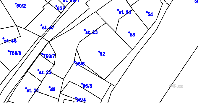 Parcela st. 52 v KÚ Rabštejn nad Střelou, Katastrální mapa