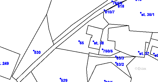 Parcela st. 65 v KÚ Rabštejn nad Střelou, Katastrální mapa