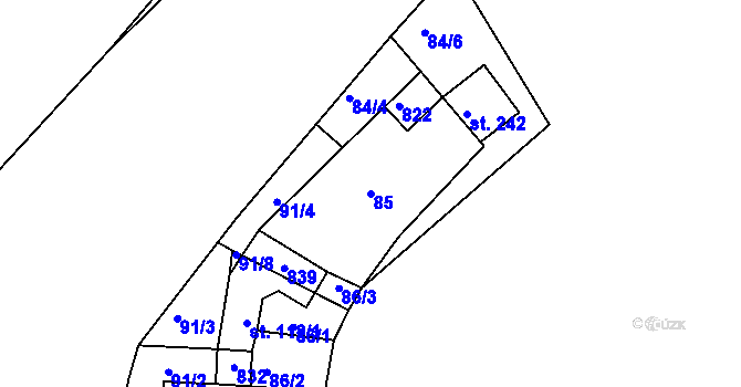 Parcela st. 85 v KÚ Rabštejn nad Střelou, Katastrální mapa