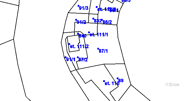 Parcela st. 87 v KÚ Rabštejn nad Střelou, Katastrální mapa