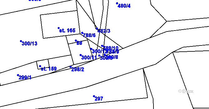 Parcela st. 300/8 v KÚ Rabštejn nad Střelou, Katastrální mapa