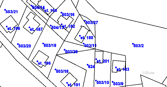 Parcela st. 503/11 v KÚ Rabštejn nad Střelou, Katastrální mapa